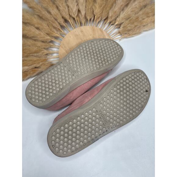 Vionic Jean Pink Suede Sneakers Size 6 Casual Comfort Shoes Elastic Lace Slip On - Picture 6 of 7